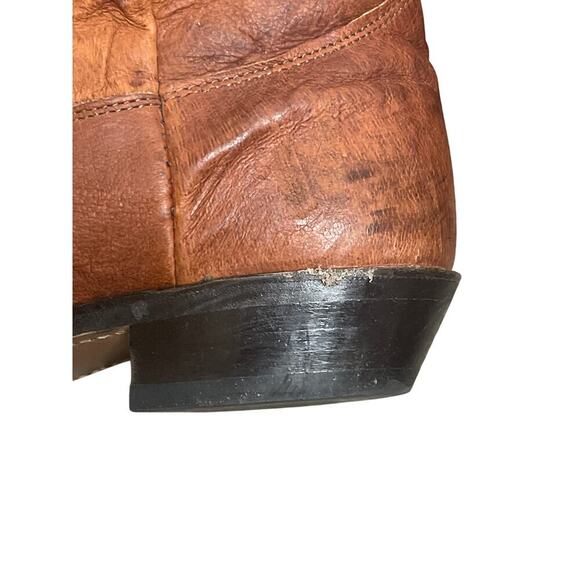 Vintage Brown Slouchy Leather Mid Calf Cowboy Western Boots Men's Size 7D - Picture 7 of 9